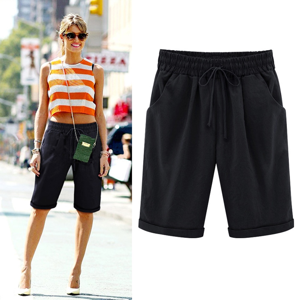 Cotton Linen Drawstring Shorts | For Bold Girls™ - Women's Plus Size ...