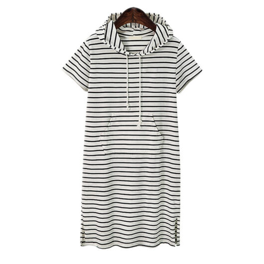 Plus Size Short Sleeve Stripe Dress