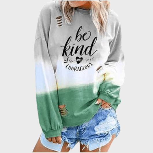 Ripped Gradient Aesthetic Long Sleeve Shirt