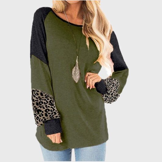 Oversized Patchwork Leopard Sweatshirt