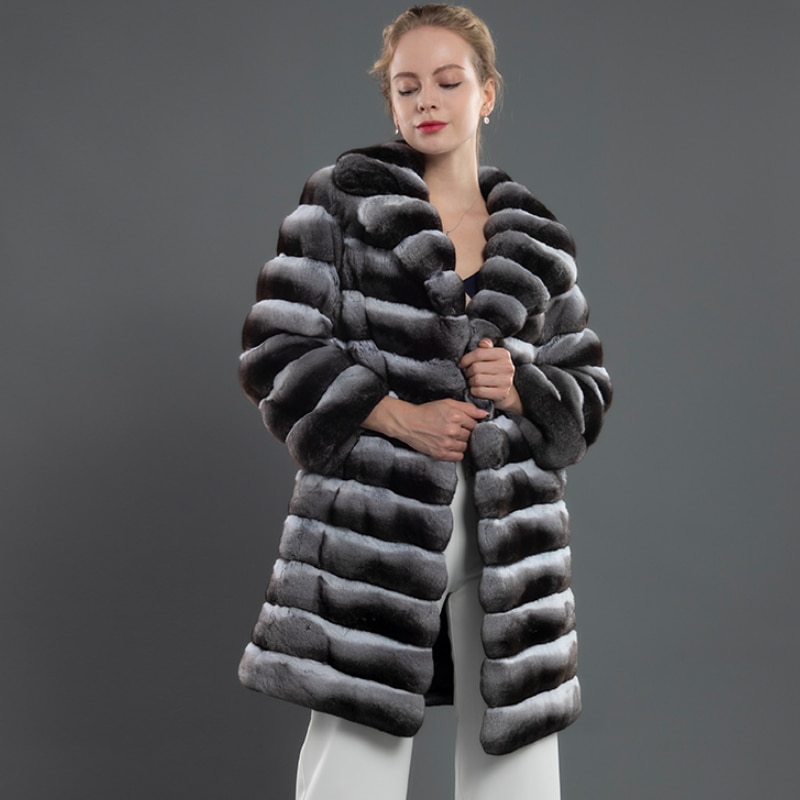 100% Real Rex Rabbit Chinchilla Fur Coat | For Bold Girls™ - Women's ...
