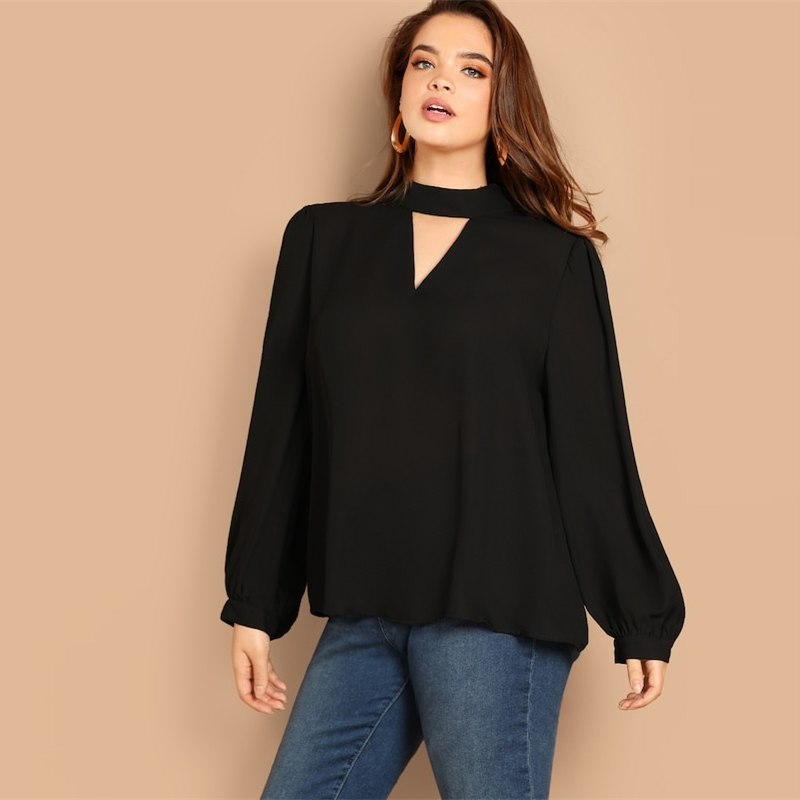 Loose Keyhole Neck Plus Size Women's Blouse | For Bold Girls™