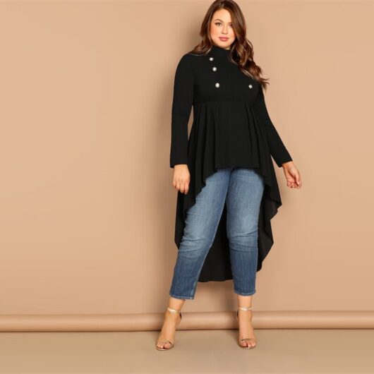 Black Plus Size High Low Peplum Top For Bold Girls™ Womens Plus Size Clothing 6716