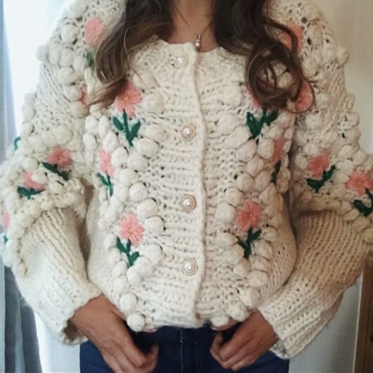 Knitted Women's Floral Cardigan