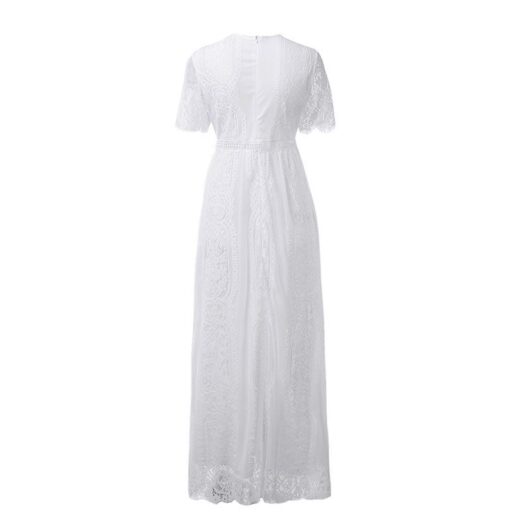 White Lace Maxi Dress With Sleeves